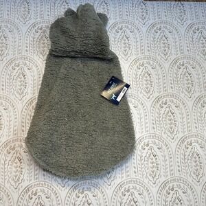 Pawsitively Fun Sherpa Pet Jacket Hooded Dog Coat Olive Green Size Large NWT